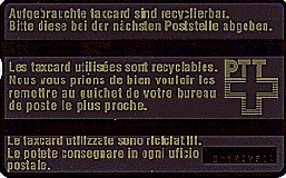 Carte optique P16 - dos