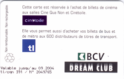 Carte Cinétoile TL12 - dos