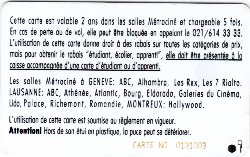 Carte Métro Ciné CI11b - dos