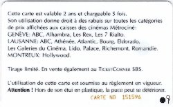 Carte Métro Ciné CI13b - dos